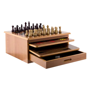 10 in 1 Wooden Chess Board Set, Slide-Out Design, Plywood