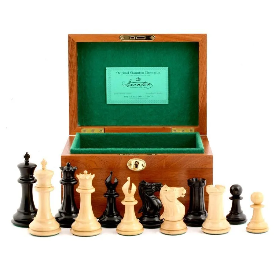 1849 4" Edition Chess Set in  Mahogany and Green box