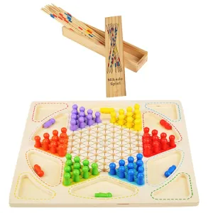 2 in 1 Chinese Checker Board & Ludo and Mikado Sticks Game (Combo)