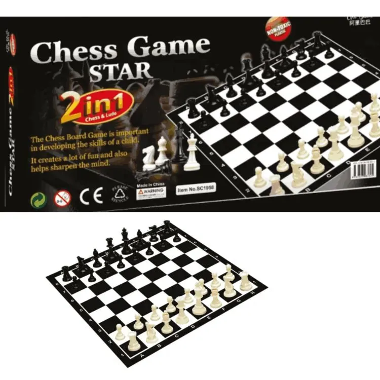 2-in-1 Ludo Star & Chess Board