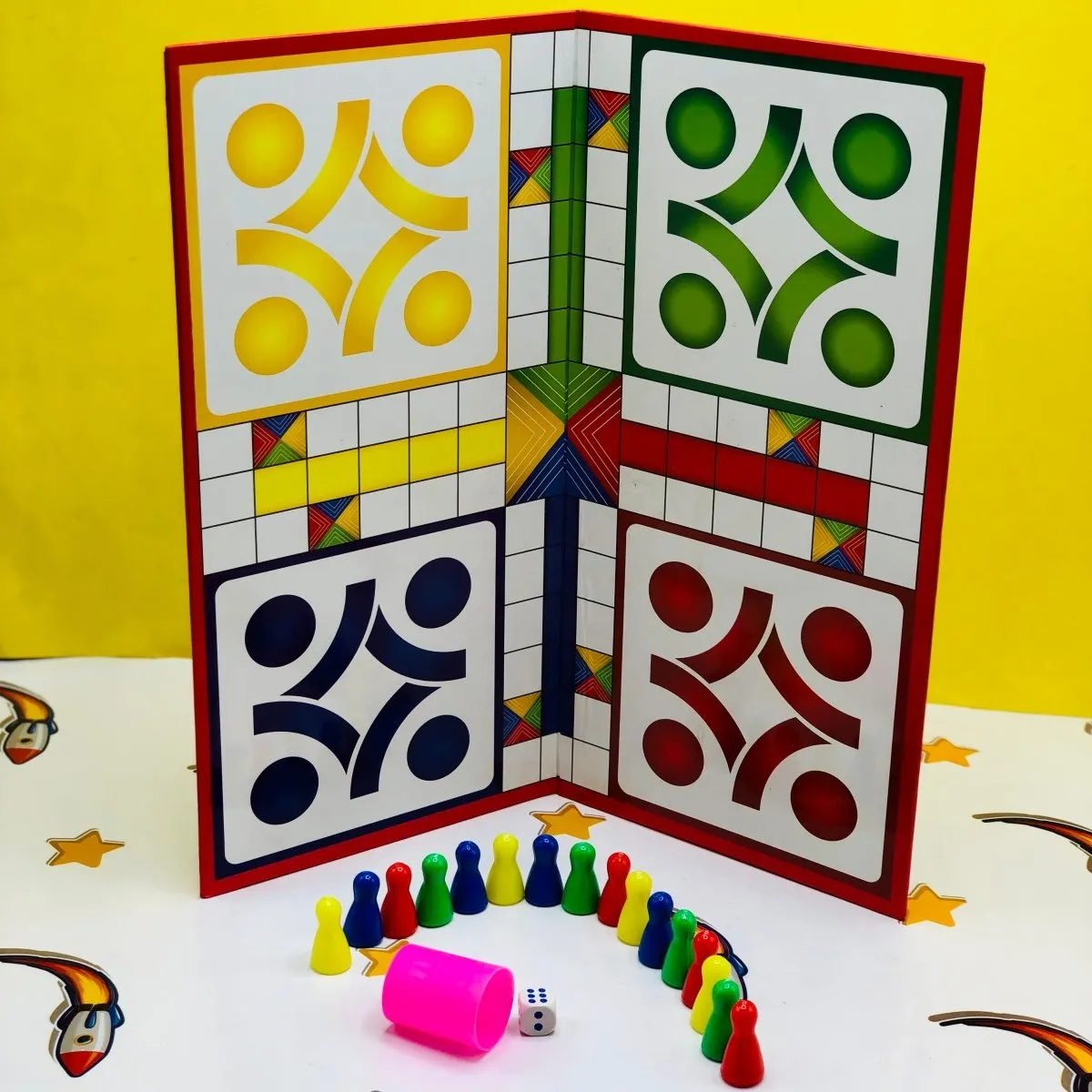 2-in-1 Ludo Star & Chess Board