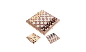 3-in-1 Multifunctional Wooden Chess Set 30 x 30cm