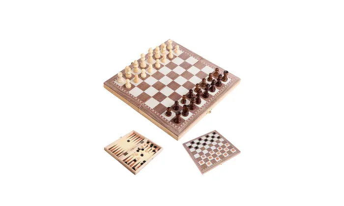 3-in-1 Multifunctional Wooden Chess Set 30 x 30cm