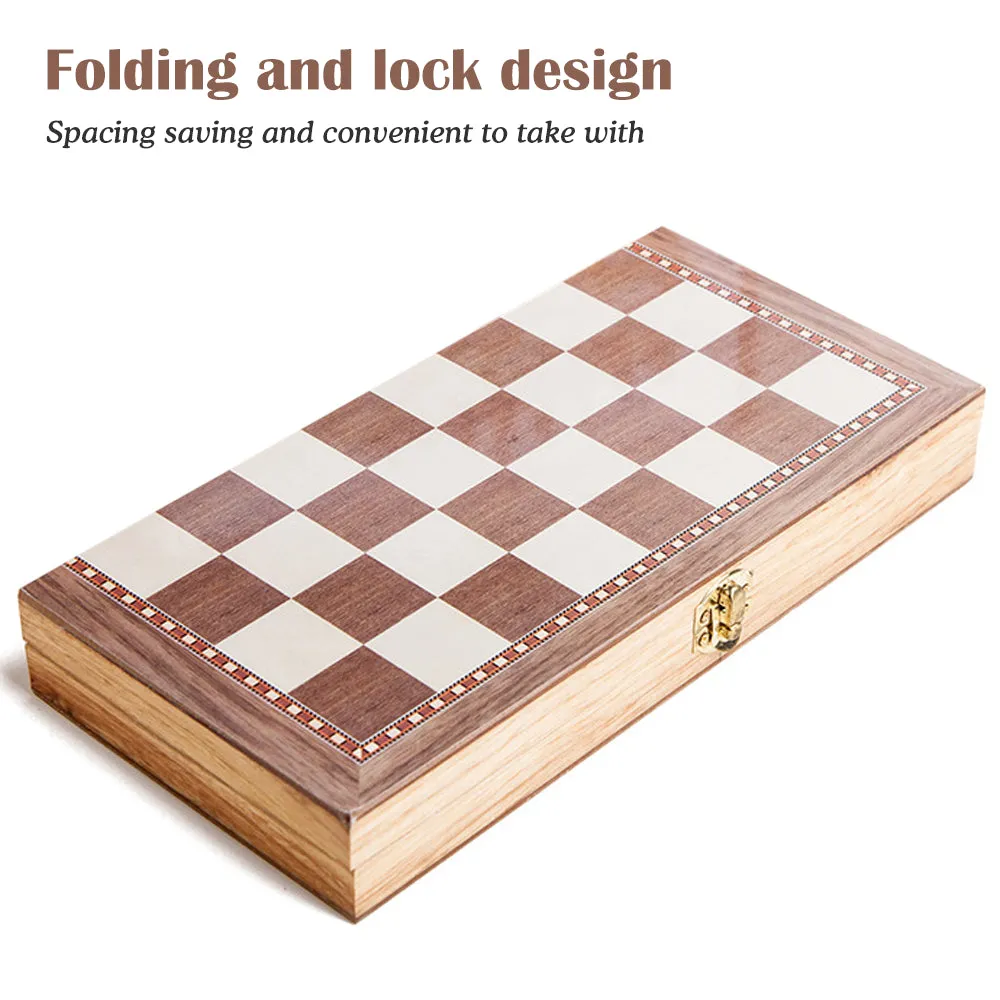 3-in-1 Multifunctional Wooden Chess Set 30 x 30cm