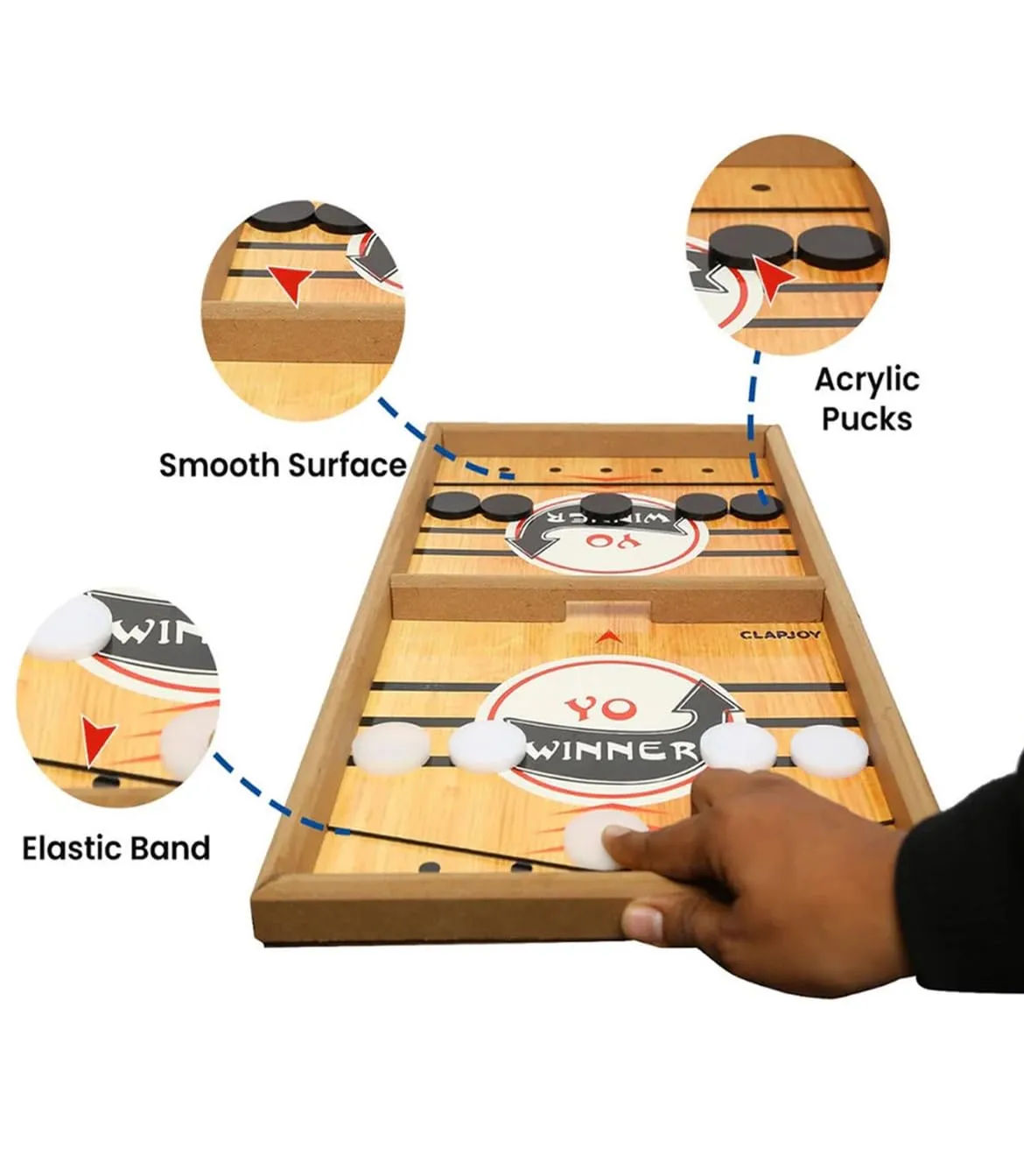 3 in One Fastest Finger First Board Games for Adults & Kids Wooden String Hockey with Chess and Ludo Fast Sling Puck I Wooden Game Board