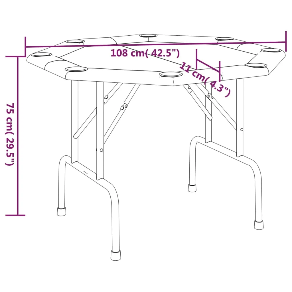 8-Player Folding Poker Table Green 108x108x75 cm