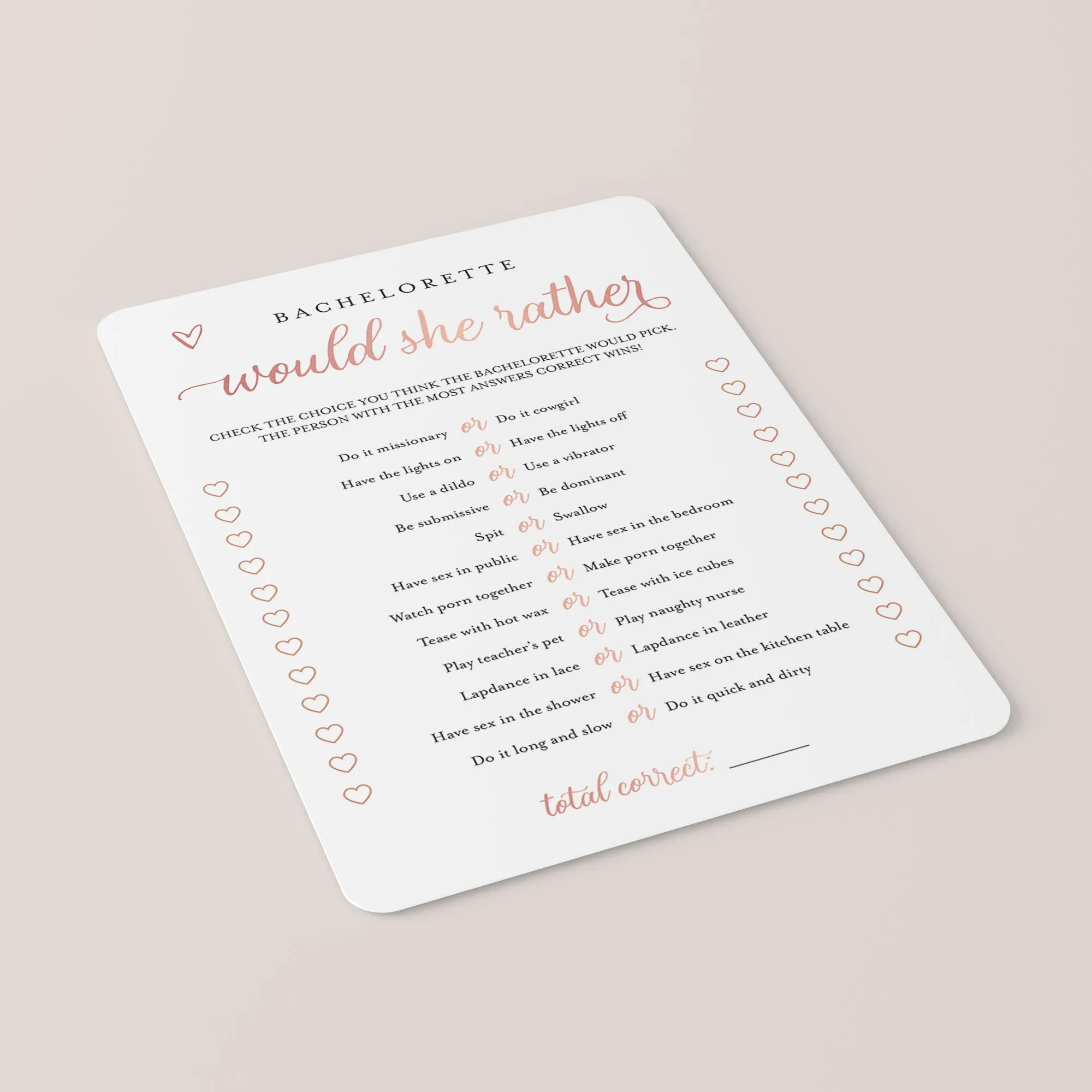 8 Printable Bachelorette Games Rose Gold