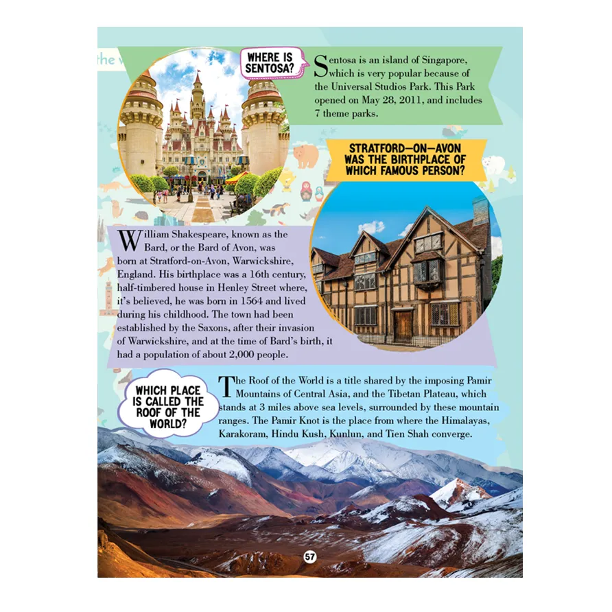 Amazing Places Encyclopedia for Children Age 5 - 15 Years- All About Trivia Questions and Answers