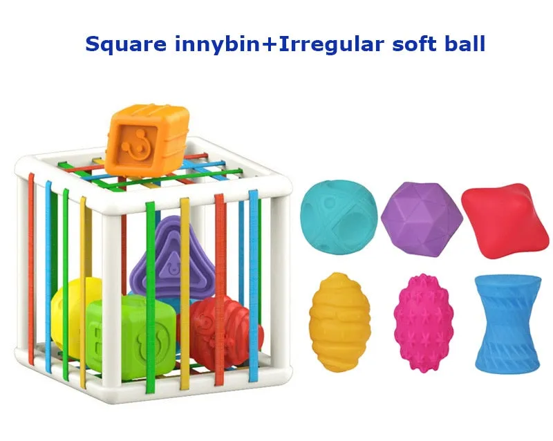 Baby Shape Sorting Toy  motor skill tactile touch toy 10 months to 3 years  soft cube montessori educational toys