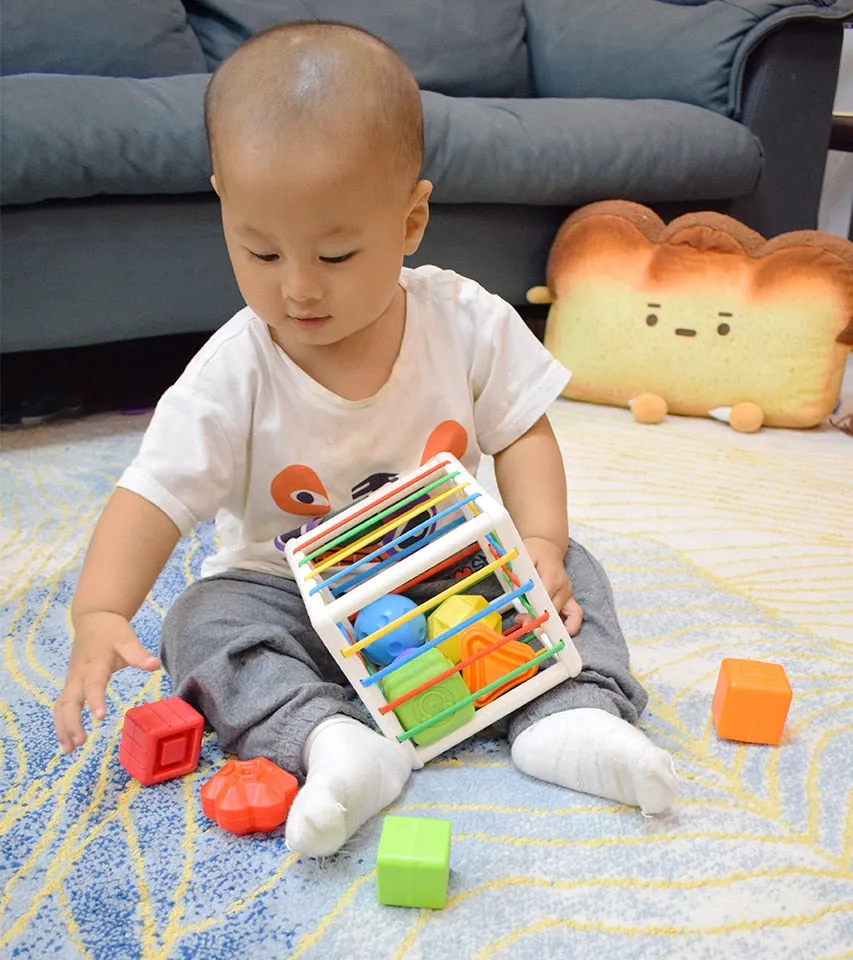 Baby Shape Sorting Toy  motor skill tactile touch toy 10 months to 3 years  soft cube montessori educational toys