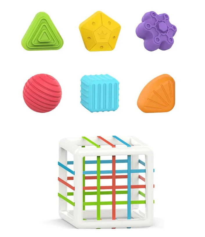 Baby Shape Sorting Toy  motor skill tactile touch toy 10 months to 3 years  soft cube montessori educational toys