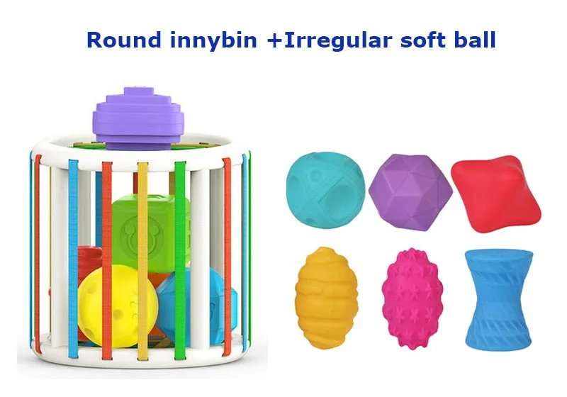 Baby Shape Sorting Toy  motor skill tactile touch toy 10 months to 3 years  soft cube montessori educational toys