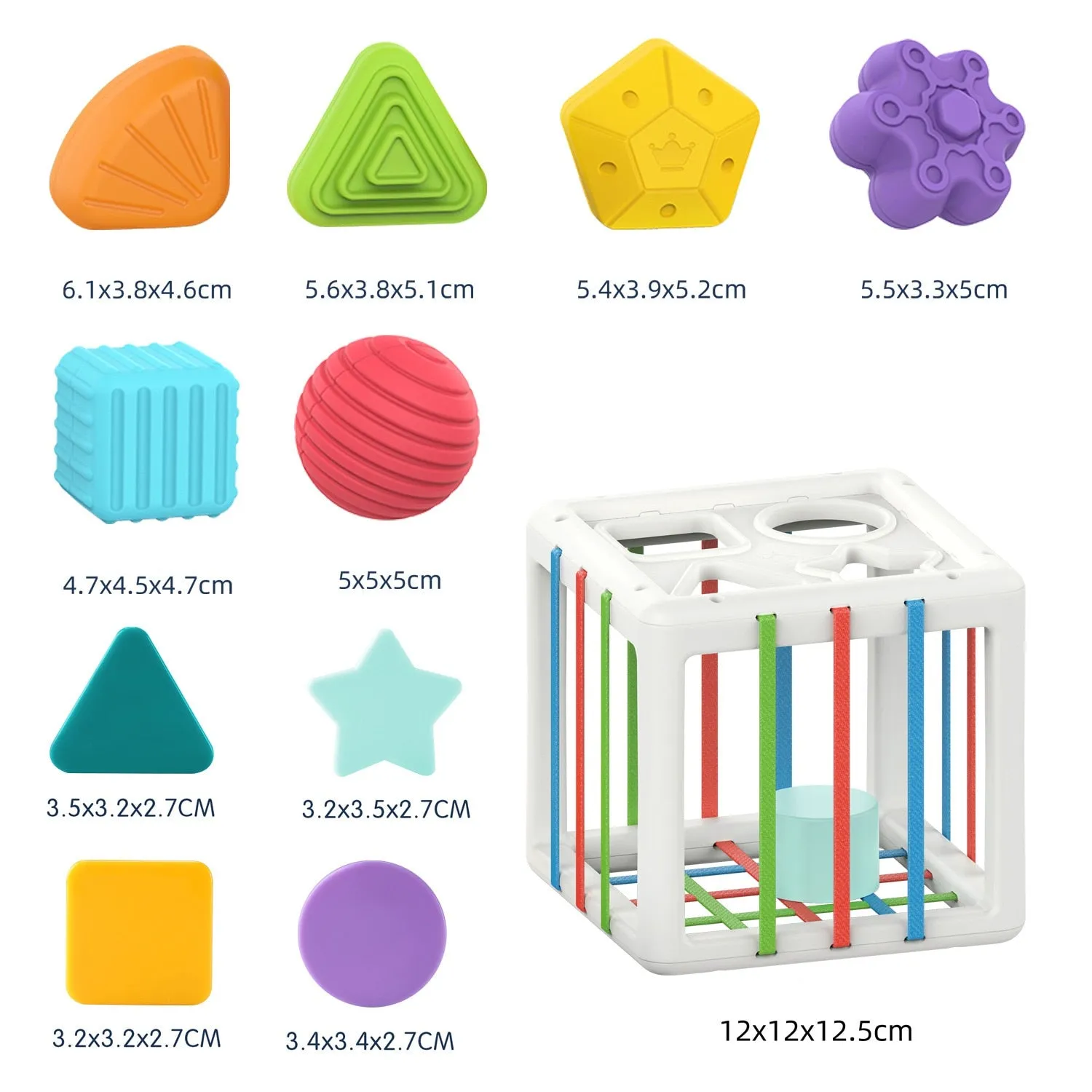 Baby Shape Sorting Toy  motor skill tactile touch toy 10 months to 3 years  soft cube montessori educational toys