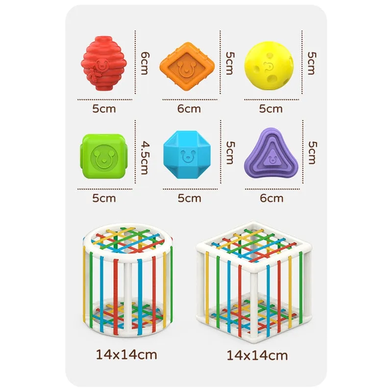 Baby Shape Sorting Toy  motor skill tactile touch toy 10 months to 3 years  soft cube montessori educational toys