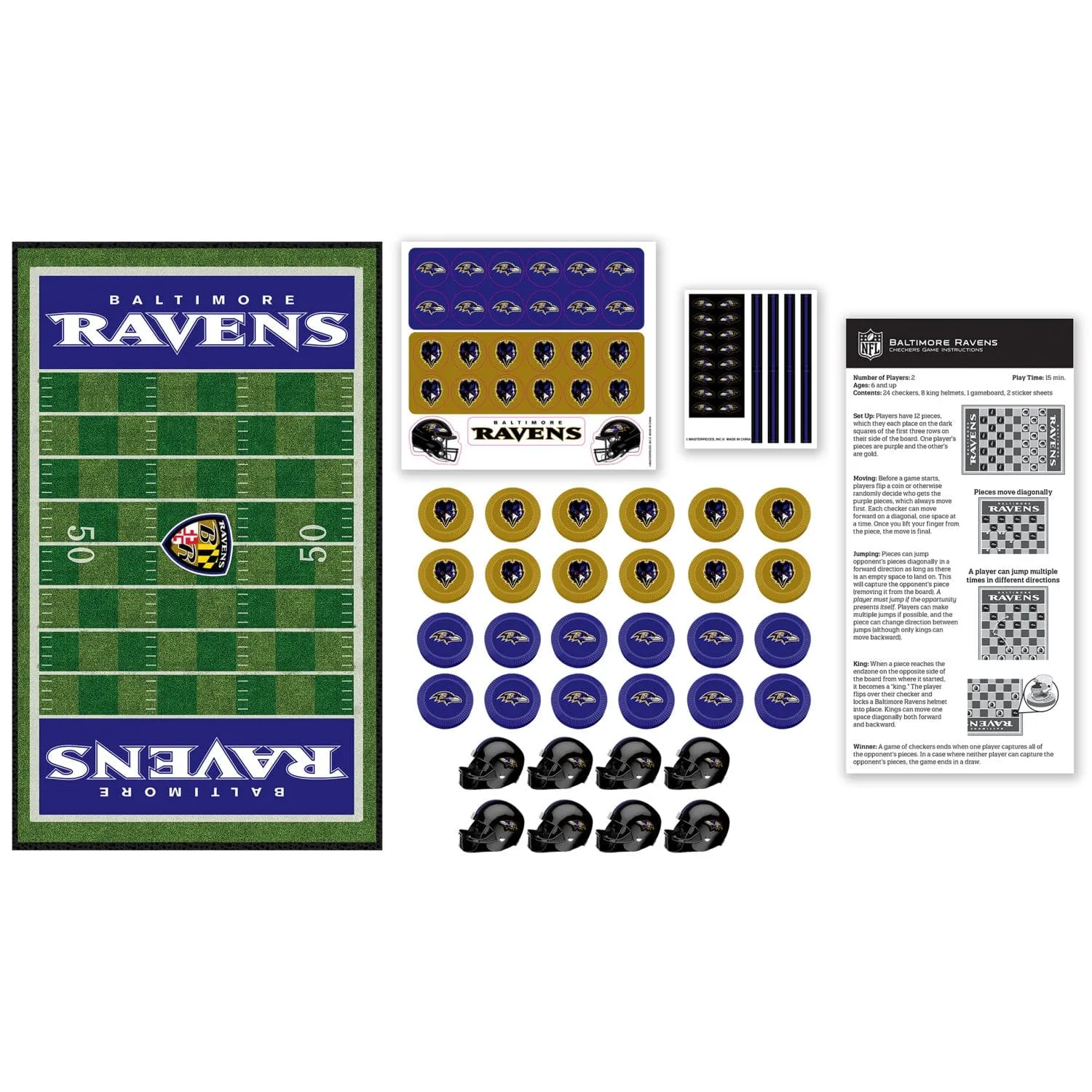 Baltimore Ravens Checkers Board Game