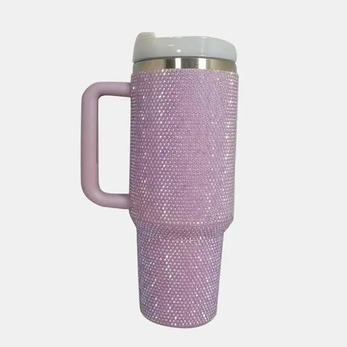 BEST MUGS--Rhinestone Stainless Steel Tumbler with Straw