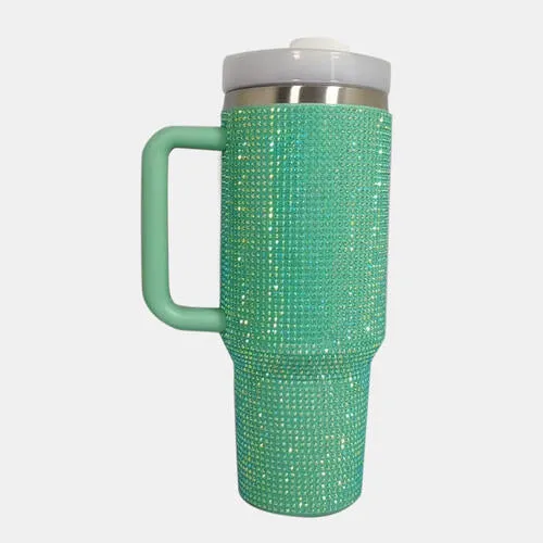 BEST MUGS--Rhinestone Stainless Steel Tumbler with Straw