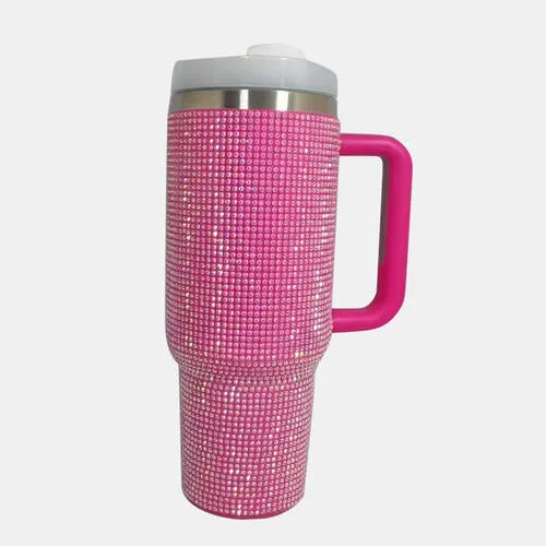 BEST MUGS--Rhinestone Stainless Steel Tumbler with Straw