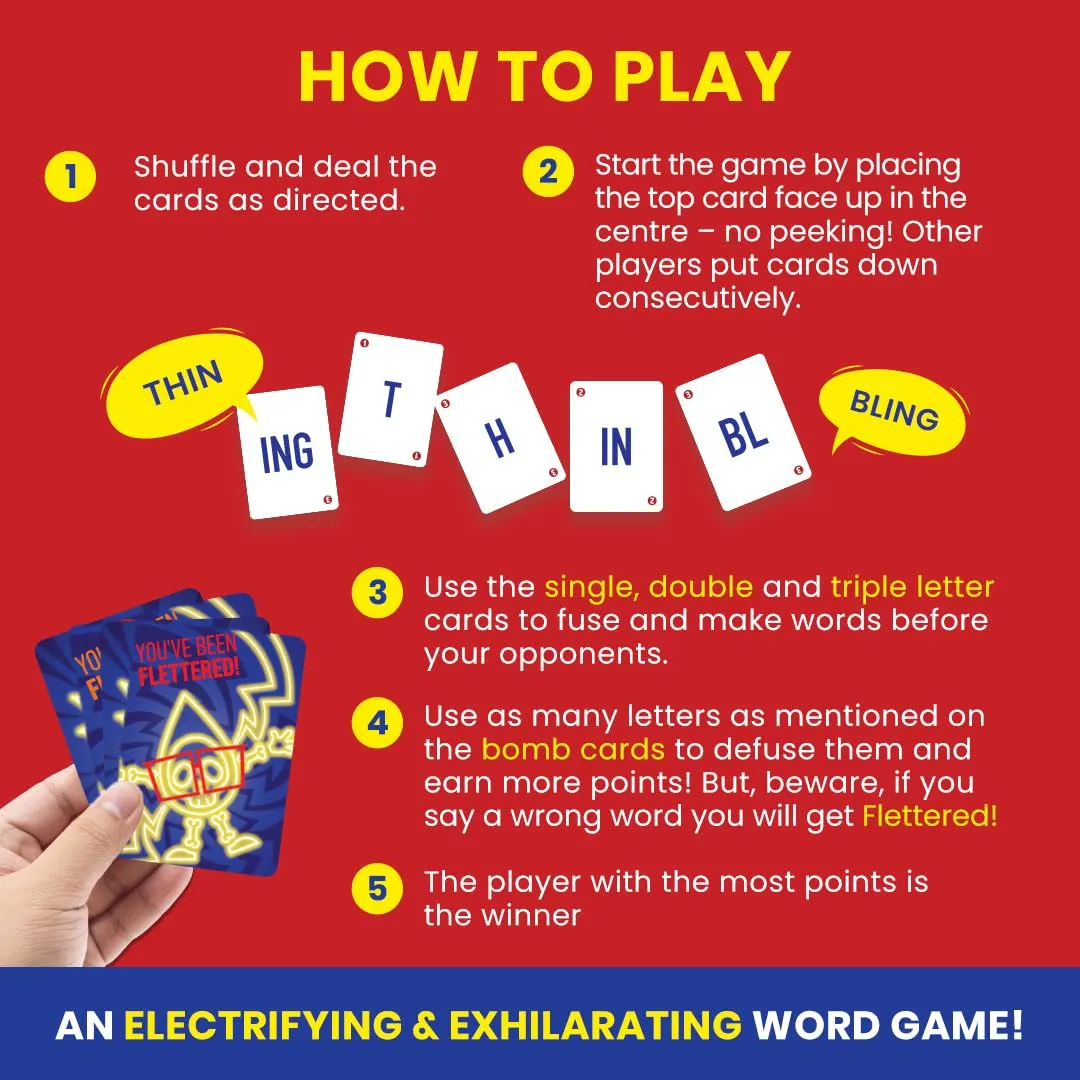 Binca Fletter Fuse Word Game, Fun Card Game for All | Family Game for Kids, Teens and Adults |Test Your Vocabulary | Advanced Version of Fletter | A Gift for Ages 7, 8, 9,10 (2-6 Players)