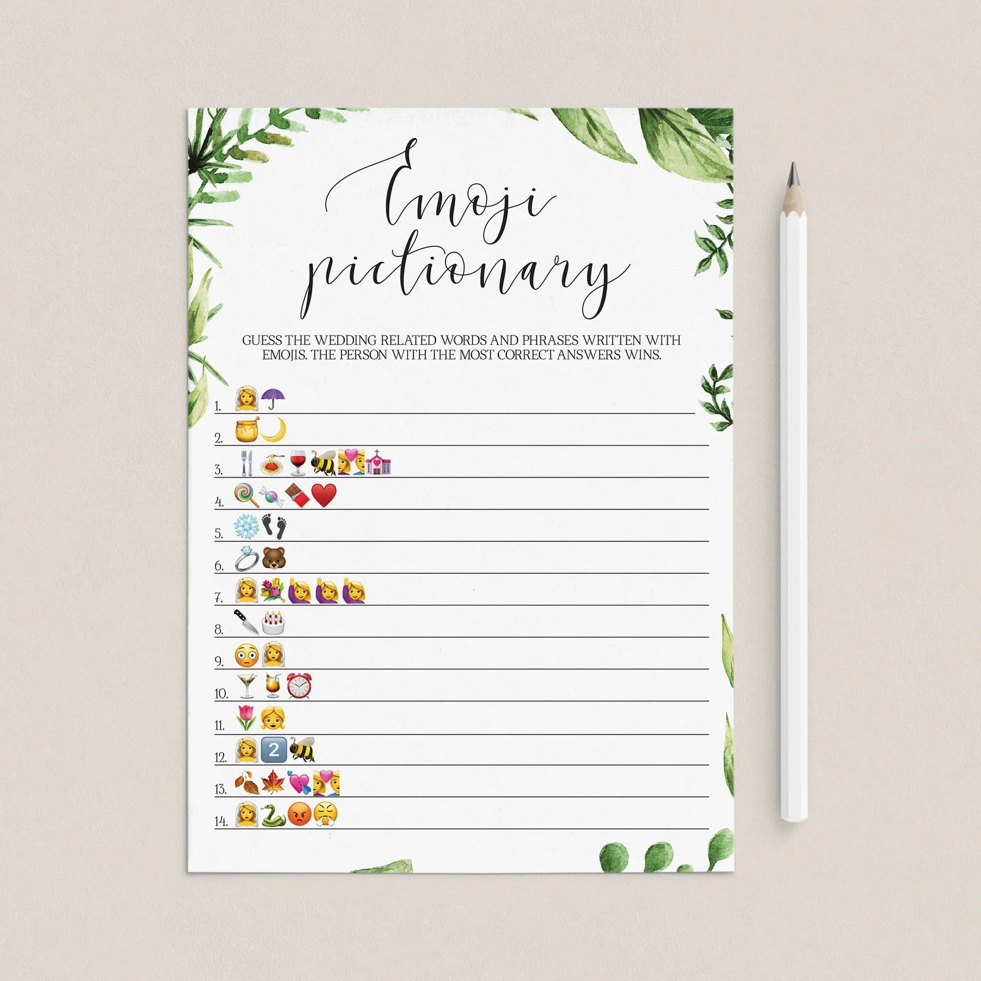 Botanical Bridal Shower Games Printables Bundle