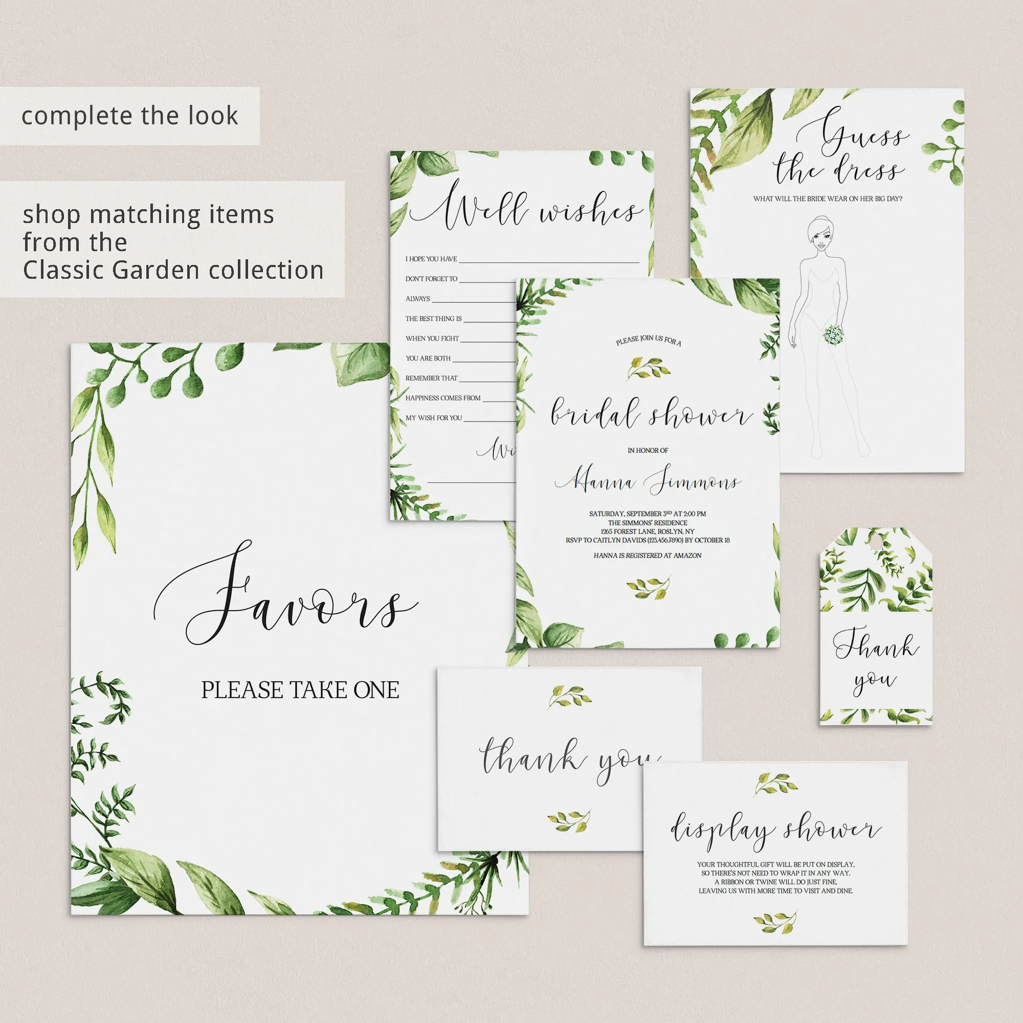 Botanical Bridal Shower Games Printables Bundle