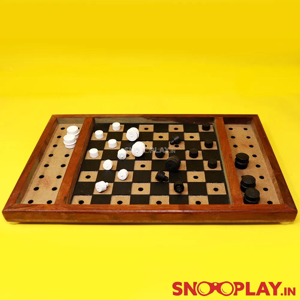 Braille Checkers Wooden Board Game (Hand Painted)