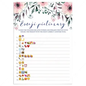 Bridal Emoji Game for Wedding Shower Floral