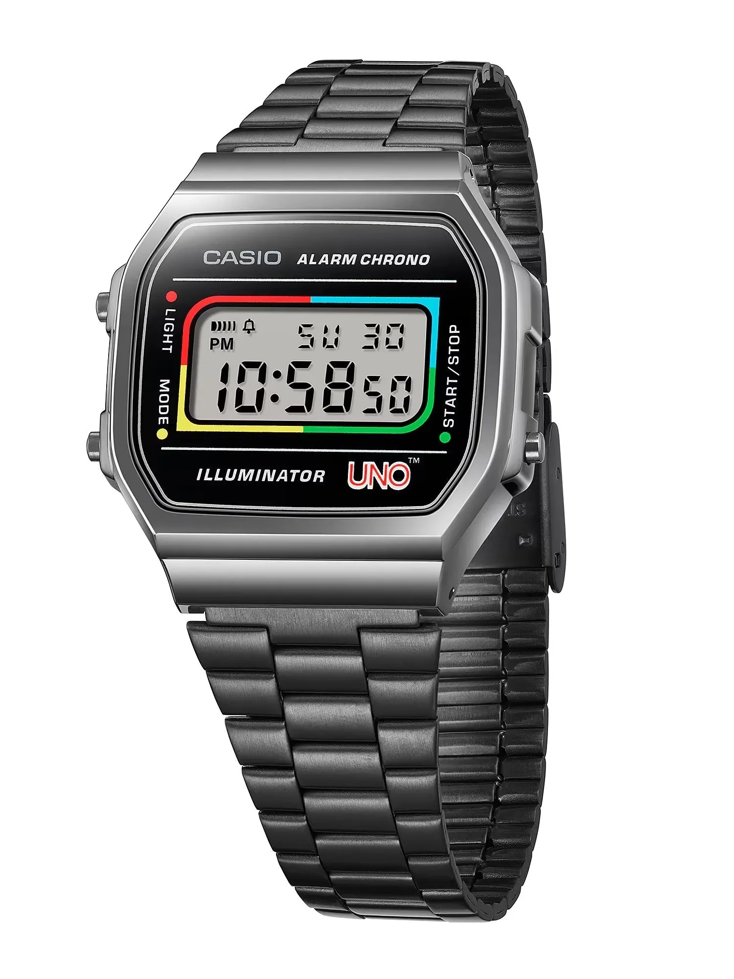 CASIO x UNO™ Collaboration Vintage Series Black Digital Watch A168WEUC-1A