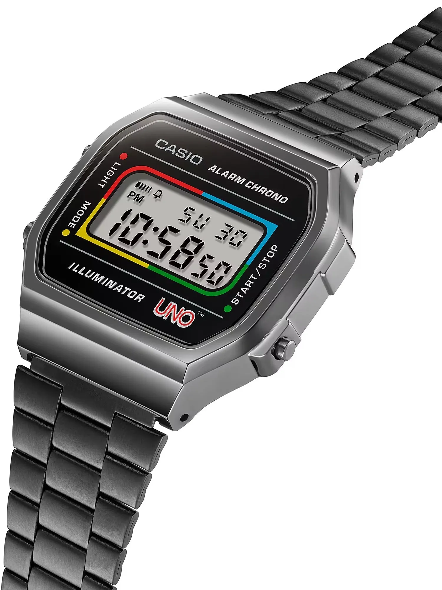 CASIO x UNO™ Collaboration Vintage Series Black Digital Watch A168WEUC-1A