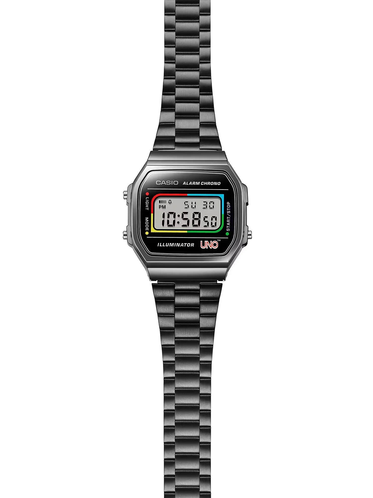 CASIO x UNO™ Collaboration Vintage Series Black Digital Watch A168WEUC-1A