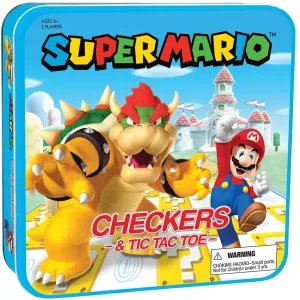 Checkers & Tic-Tac-Toe Super Mario and Bowser Collectors Game Tin Box Set