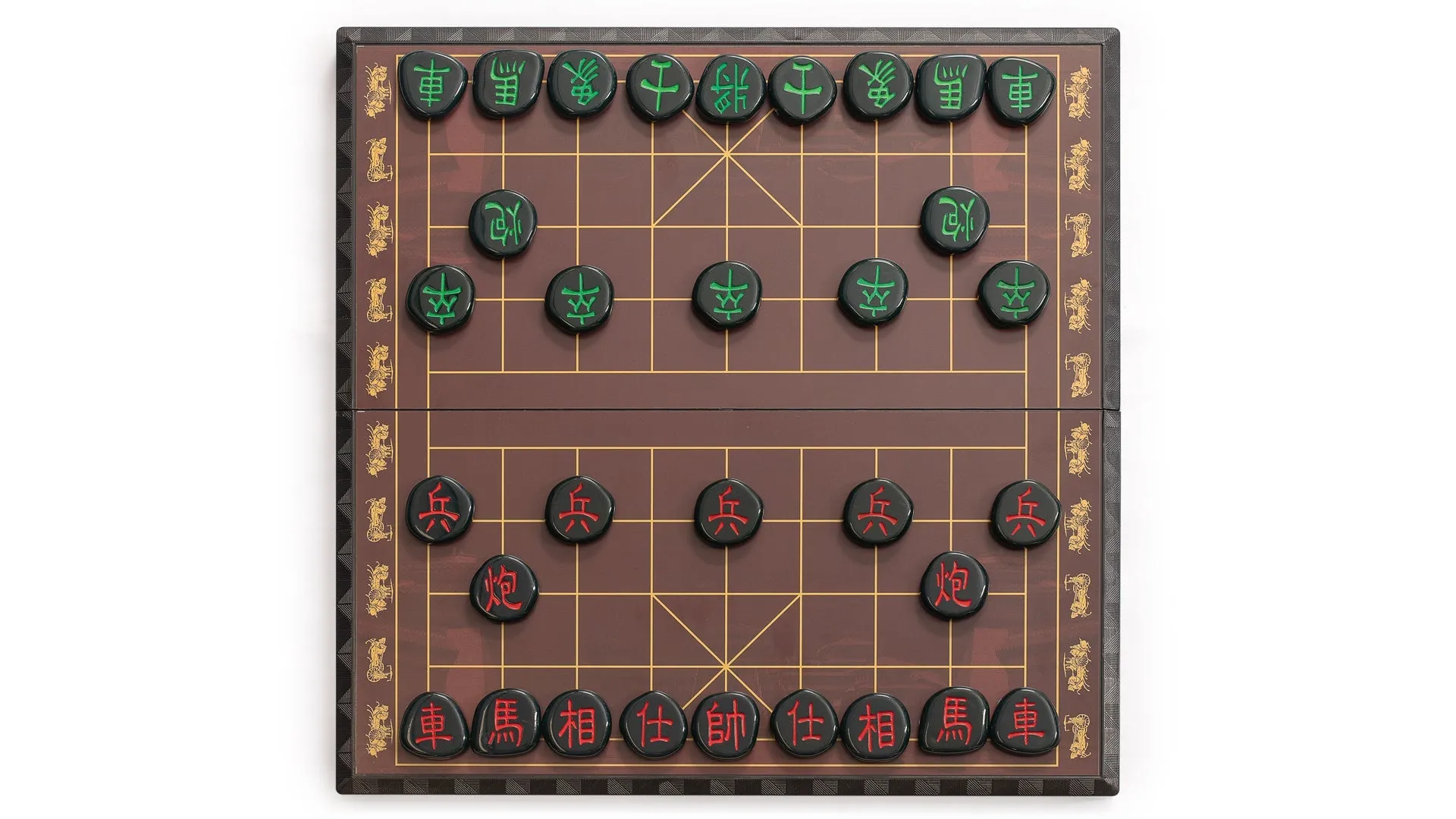 Chinese Chess (Xiangqi) Large Magnetic Travel Board Game Set (14.6") with Black Playing Pieces