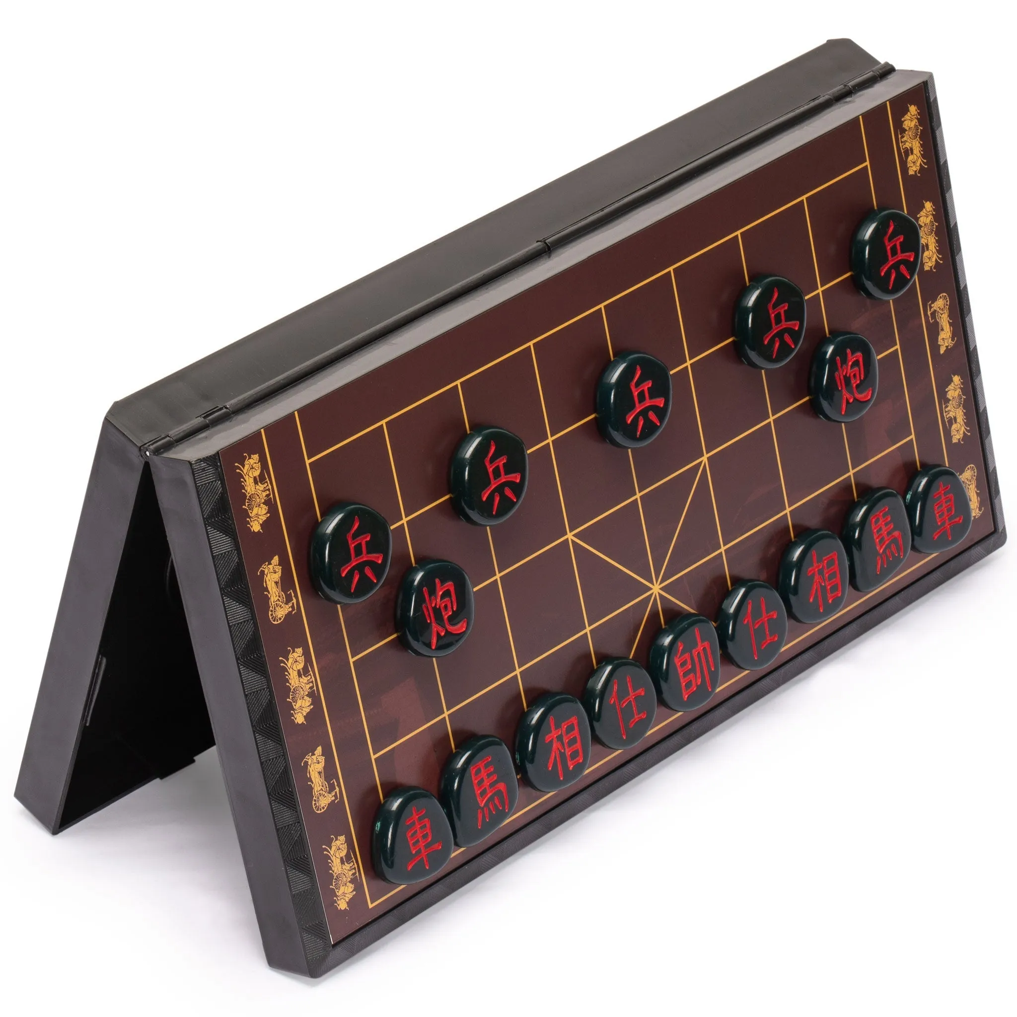 Chinese Chess (Xiangqi) Large Magnetic Travel Board Game Set (14.6") with Black Playing Pieces