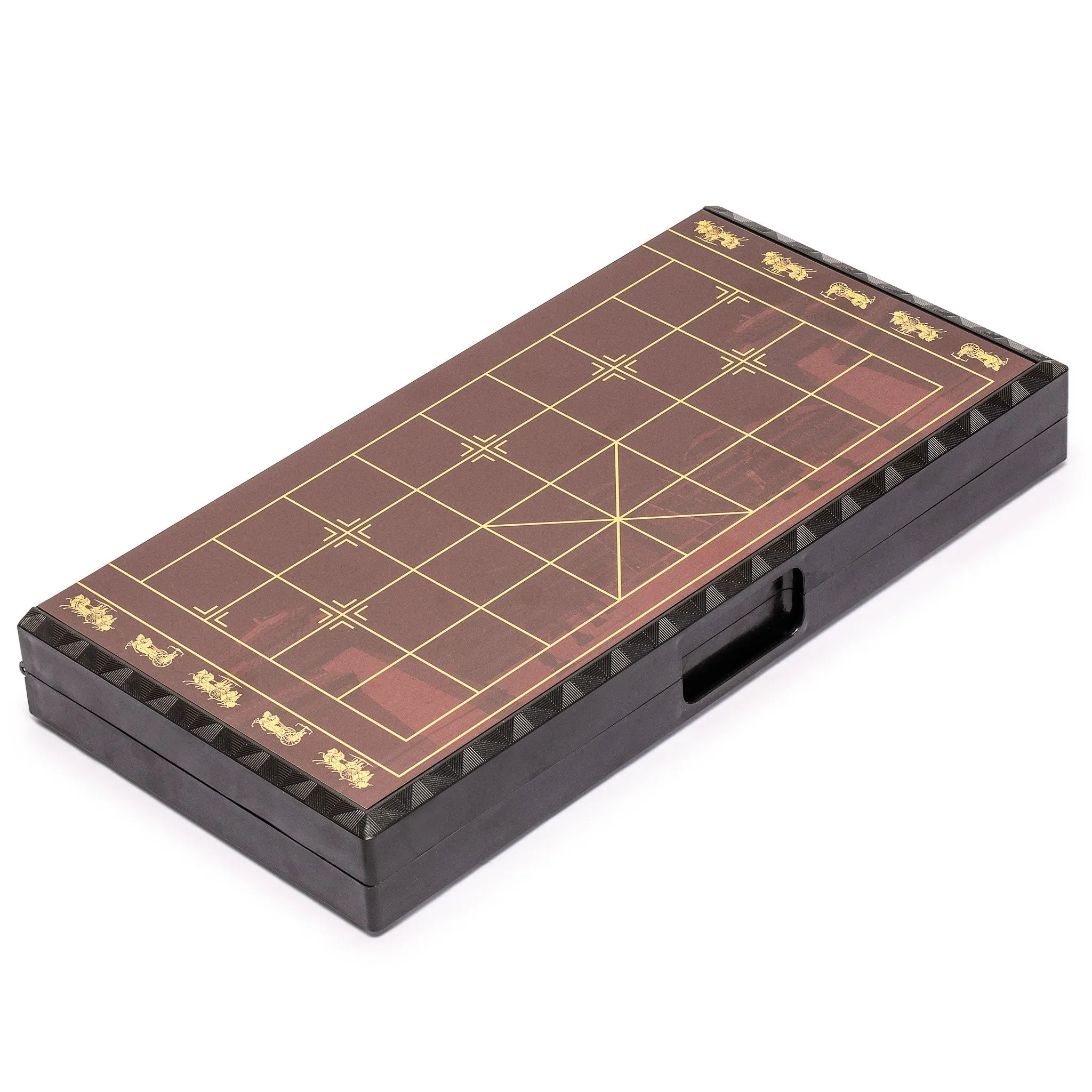 Chinese Chess (Xiangqi) Large Magnetic Travel Board Game Set (14.6") with Black Playing Pieces