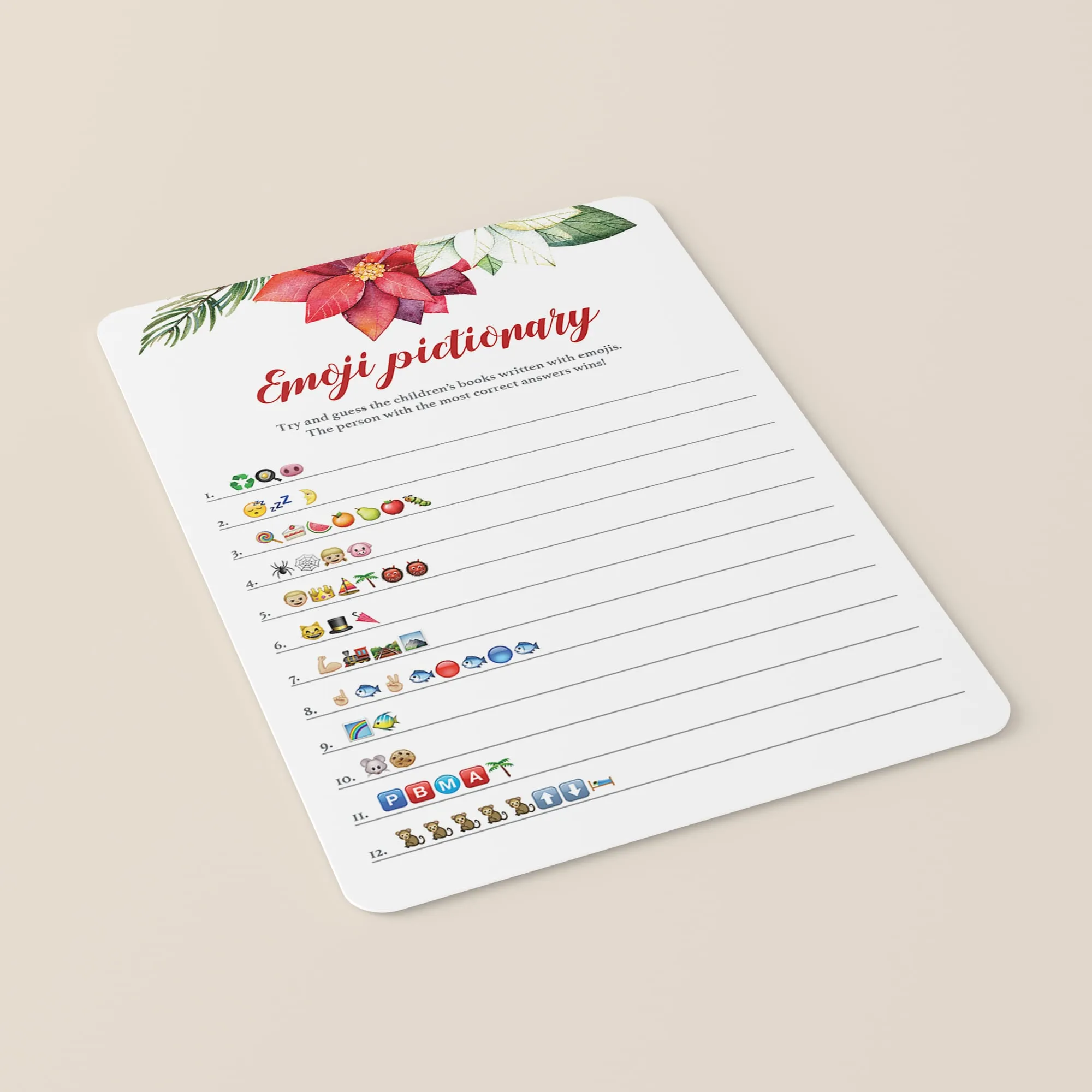 Christmas Baby Shower Emoji Game Printable