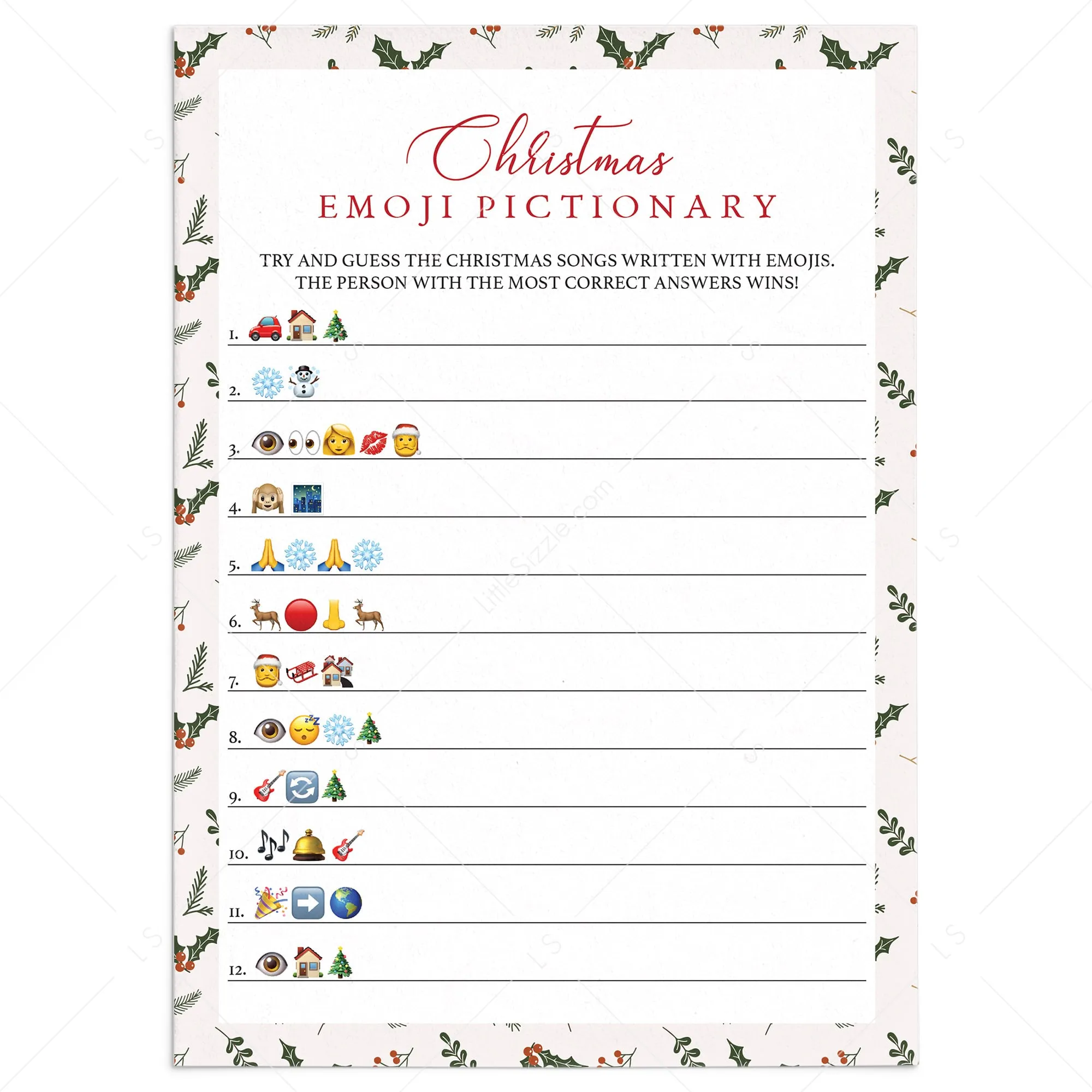 Christmas Emoji Game Digital Files