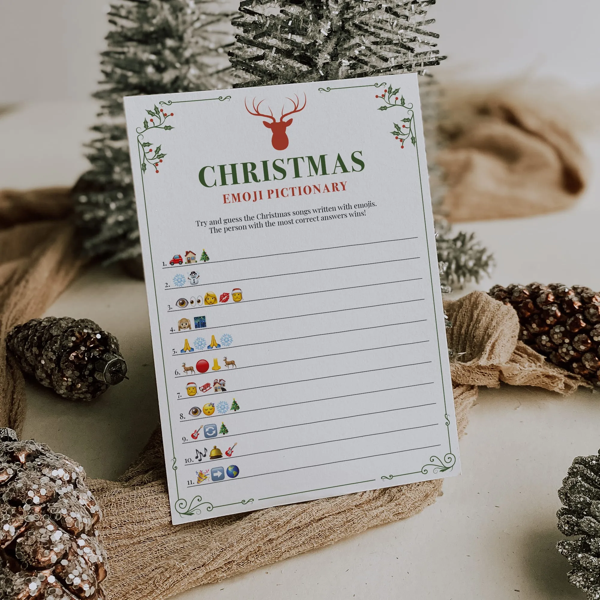 Christmas Emoji Pictionary Game with Answers Printable