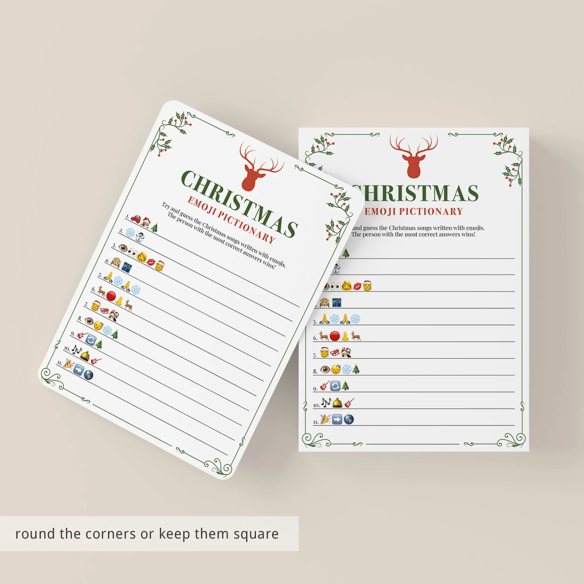 Christmas Emoji Pictionary Game with Answers Printable