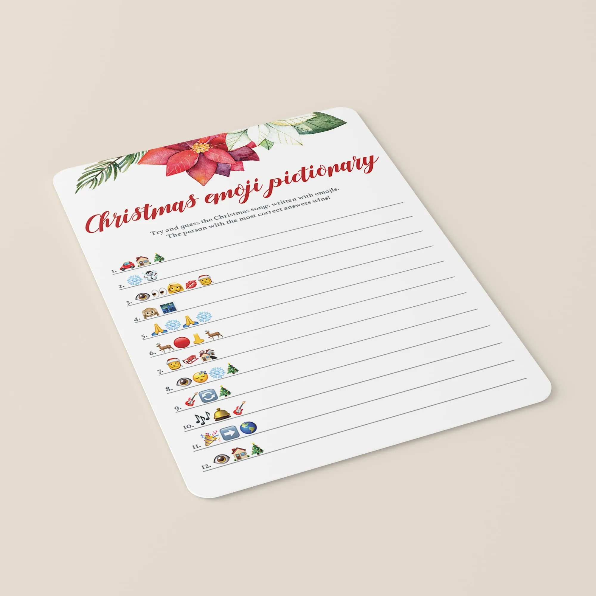 Christmas Emoji Pictionary Printable