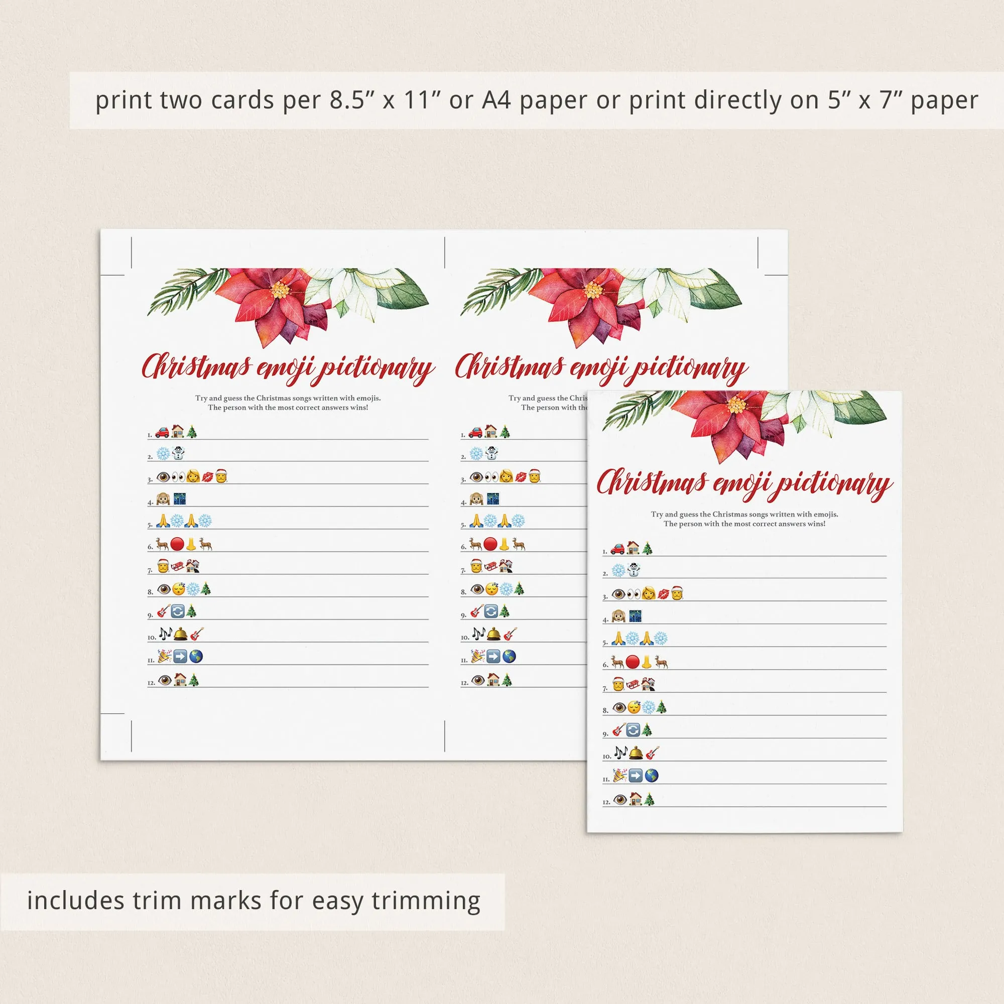 Christmas Emoji Pictionary Printable