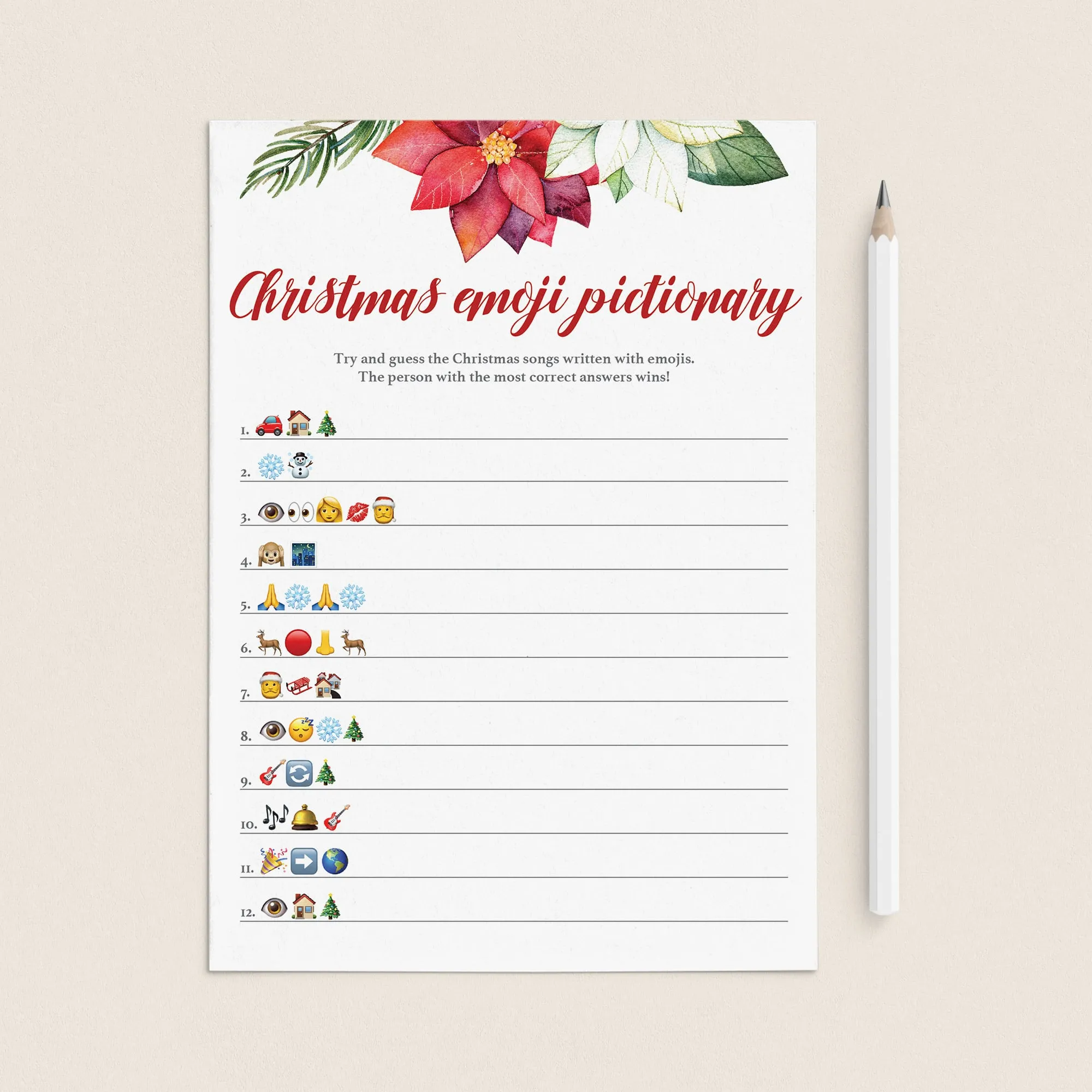 Christmas Emoji Pictionary Printable