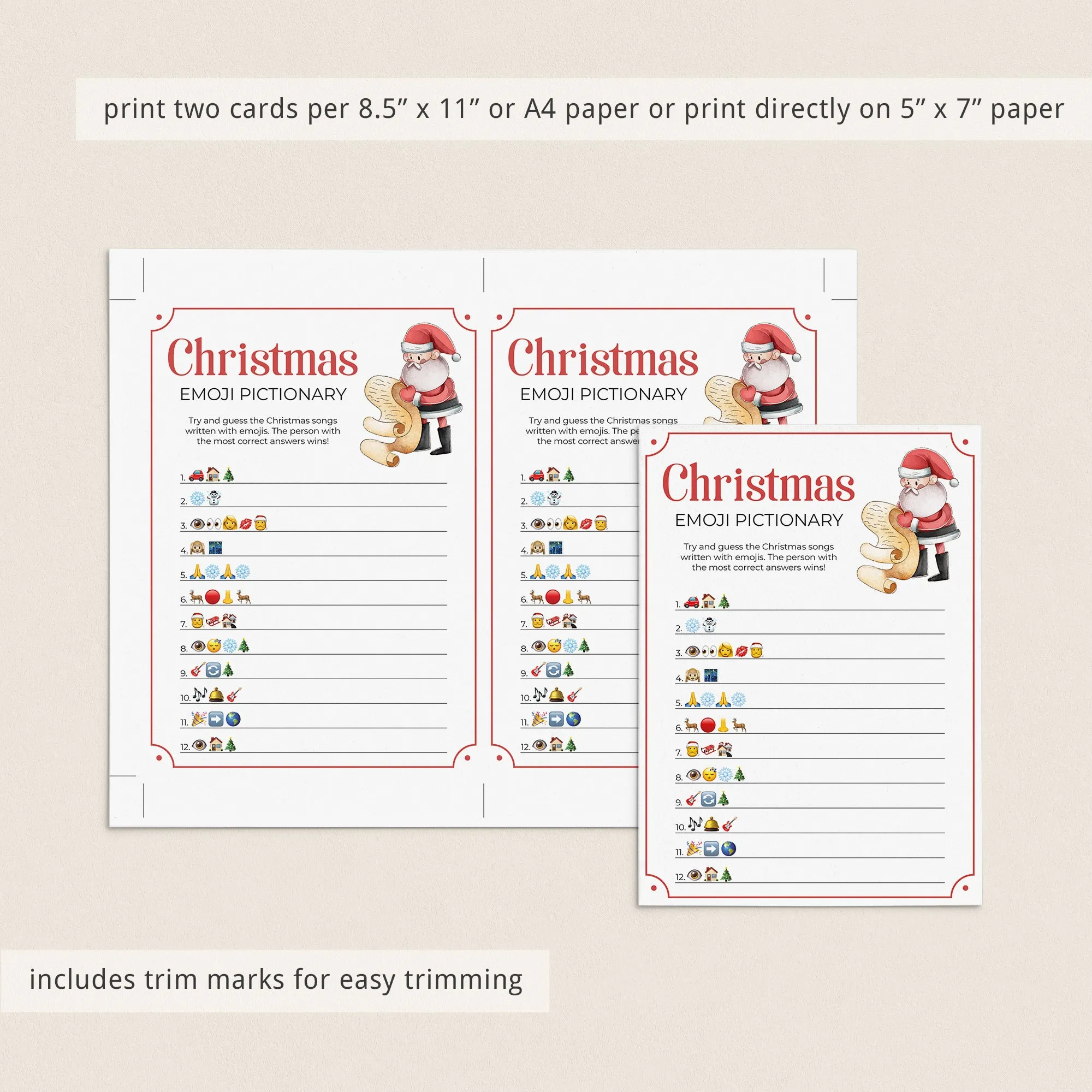 Christmas Emojis Game Printable