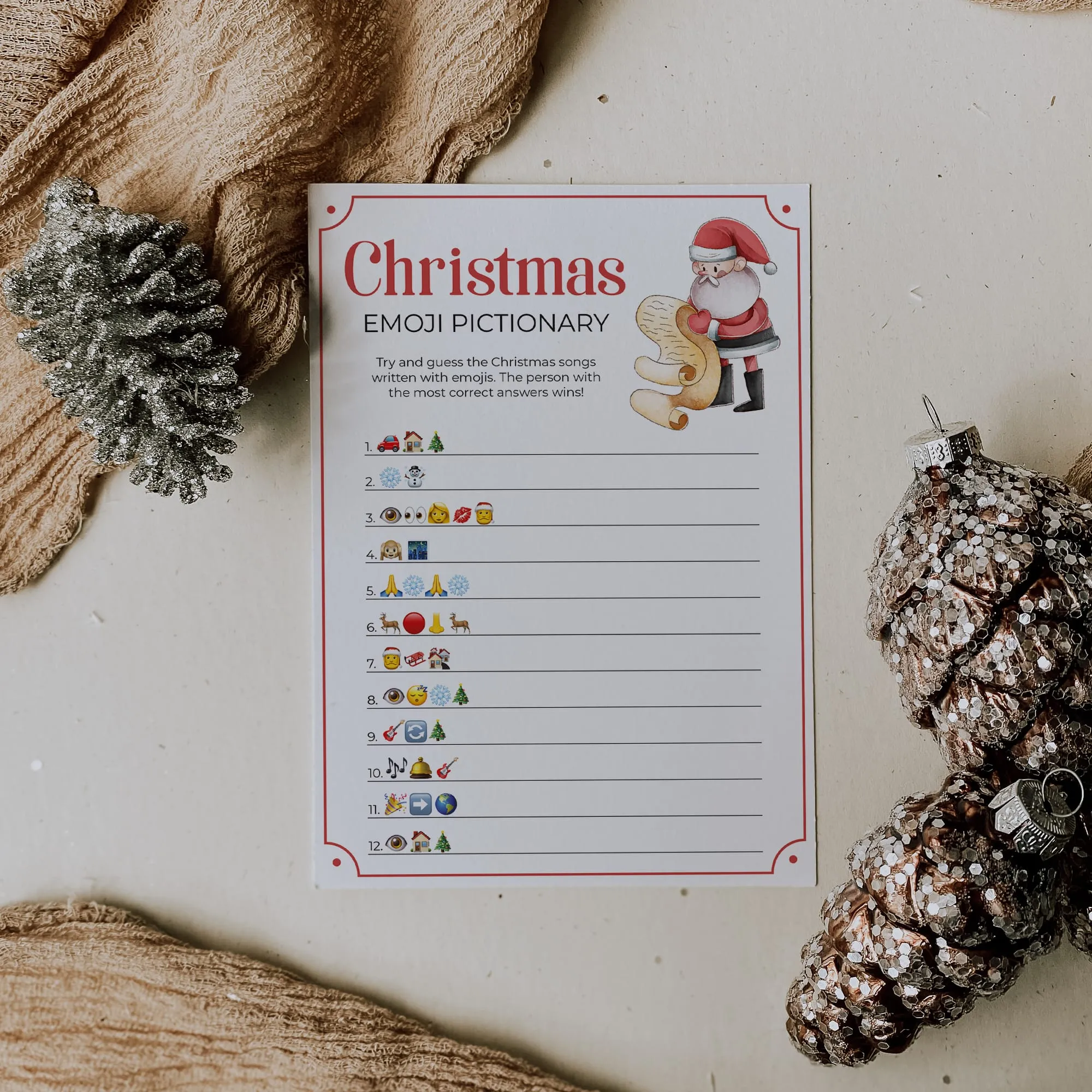 Christmas Emojis Game Printable