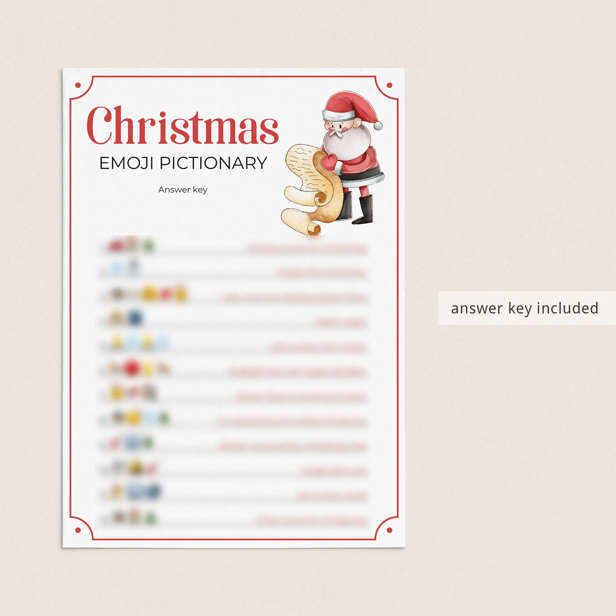 Christmas Emojis Game Printable