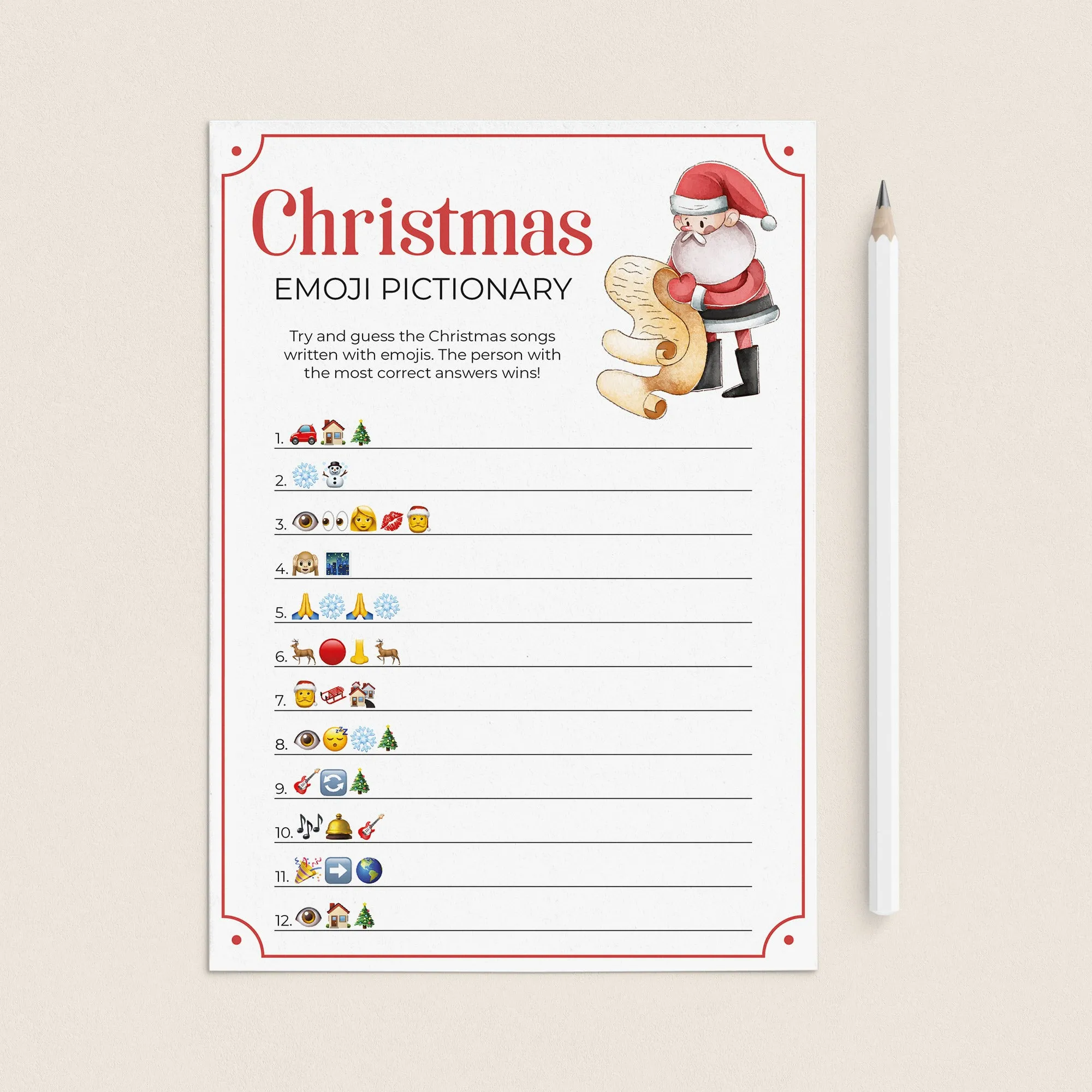 Christmas Emojis Game Printable