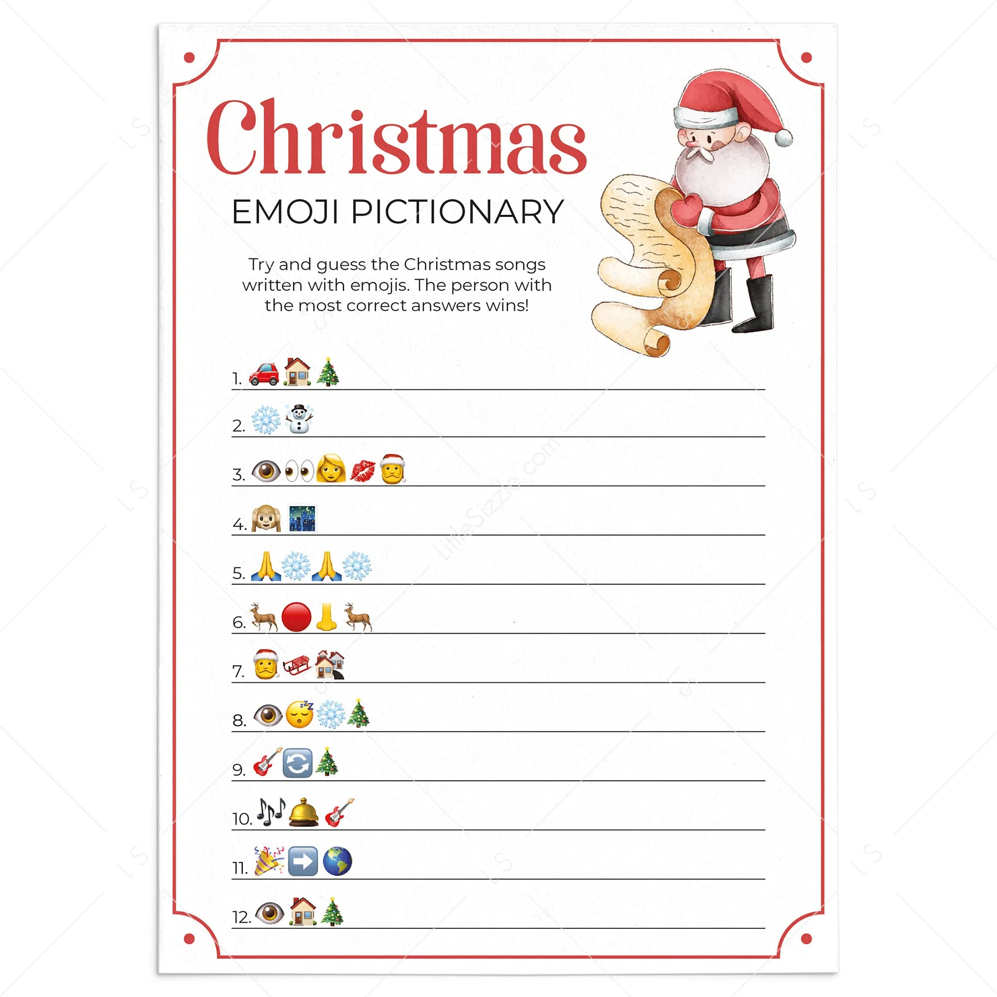 Christmas Emojis Game Printable