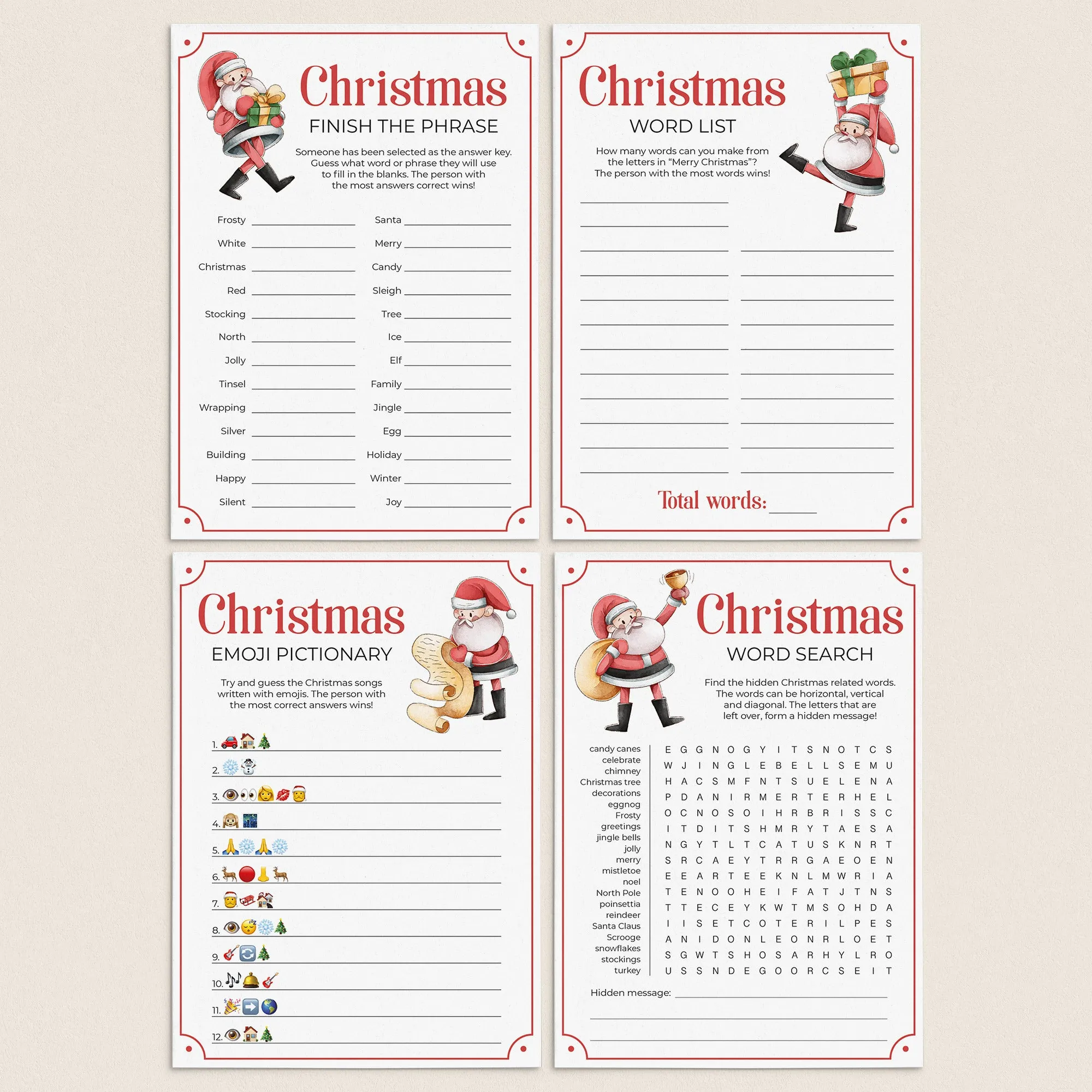 Christmas Games for All Ages To Print At Home