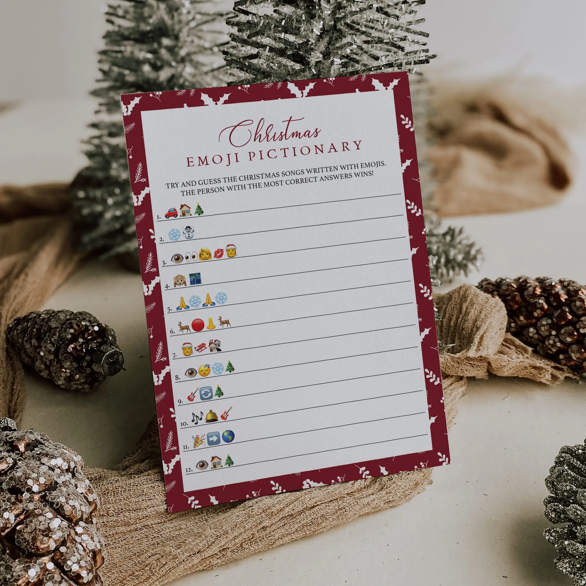 Christmas Song Emoji Game Instant Download