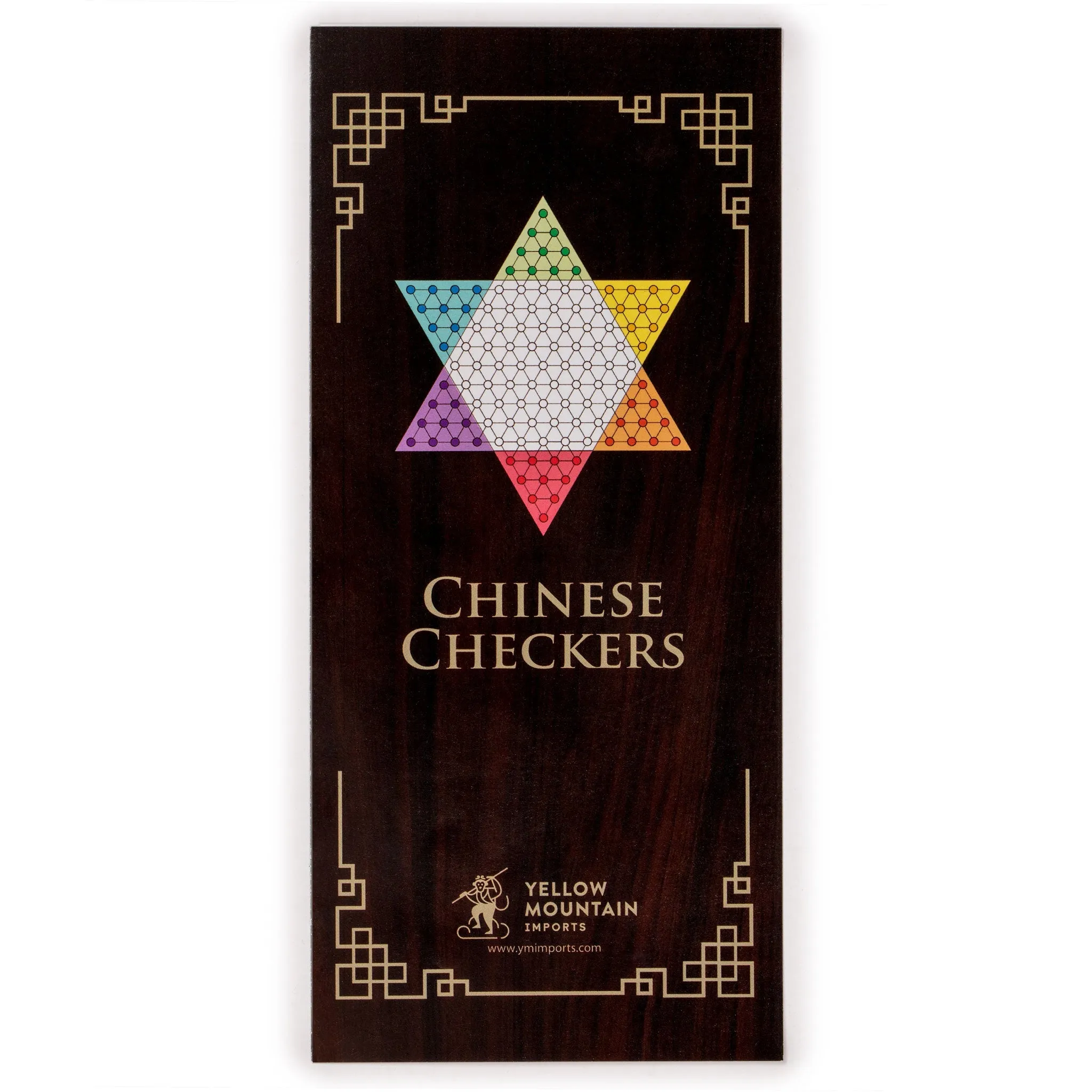 Classic Chinese Checkers Halma Board Game Set with Storage, 12.6" Wooden Board, and Solid Color 16mm Glass Marbles