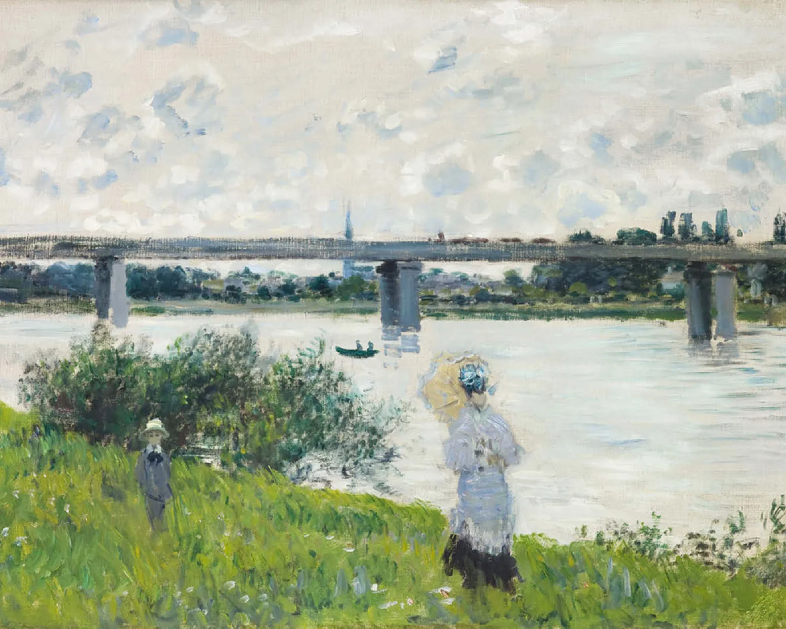 Claude Monets The Promenade with the Railroad Bridge Argenteuil 1874